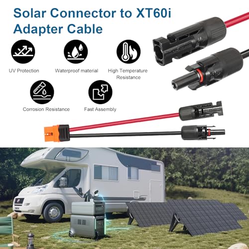 MOOKEERF Solar to XT60i Cable 10AWG 15FT Panel Adapter Connector XT60i-F Extension Cable for Portable Power Station Generator by MOOKEERF - Image 6