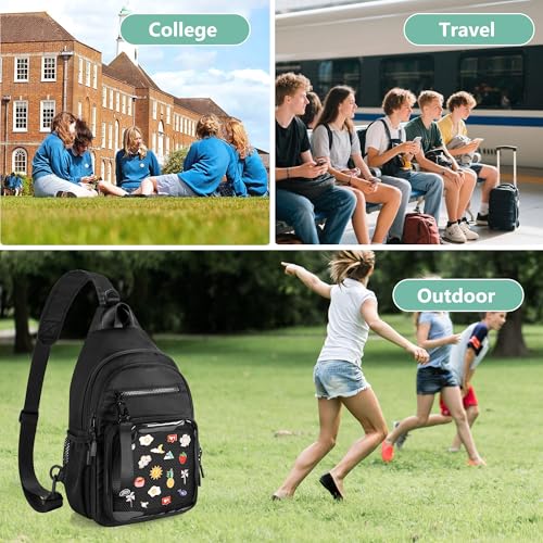 Prokva Ita Bag Crossbody Pin Display Sling Bag with Insert, Ita Chest Pack Backpack with Clear Pocket for Trading Pins, Comic Con, Travel, Black - Image 5