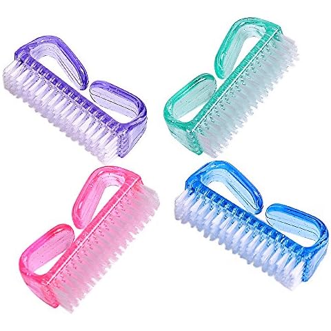 hupos Handle Grip Nail Brush, Fingernail Scrub Cleaning Brushes for Toes and Nails Cleaner, Pedicure Brushes for Men and Women 4 Pack Cover