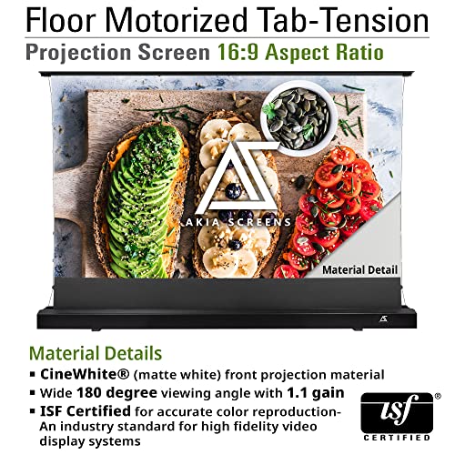 Image of Akia Screens 102 inch Motorized Floor Rising Projector Screen, Pull Up Tab-Tension CineWhite 4K 8K HDR Home Theater Movie Screen for UST Short Throw, Remote Control, AK-FMT102UH2-X
