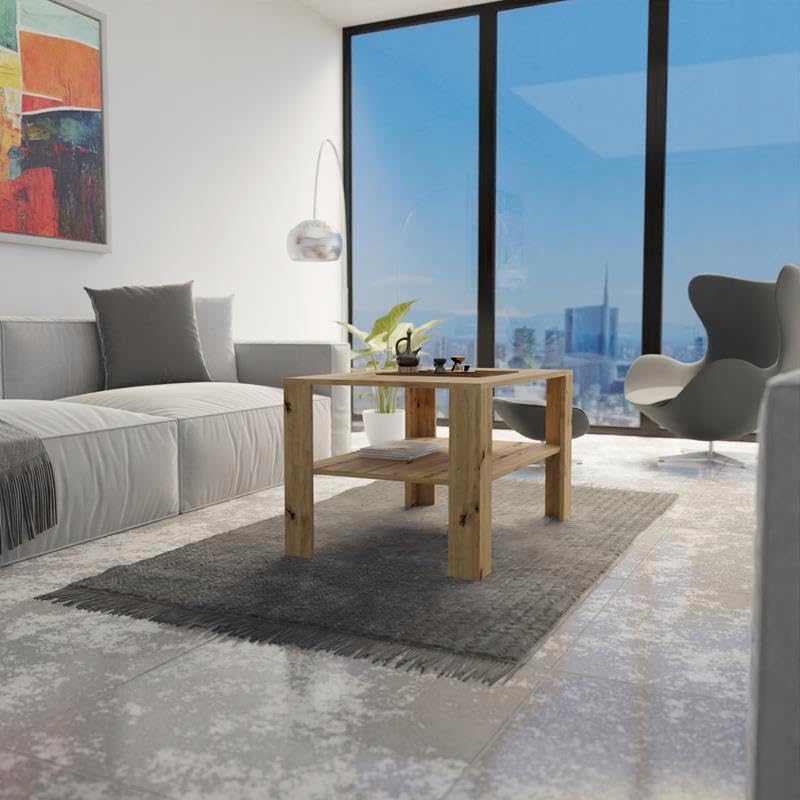 MATKAM Moderner Couchtisch B100 x T68 x H60 cm, Minimalistisches Design für Ihr Zuhause, Hochwertige Verarbeitung, einfache Montage (Artisan Eiche)