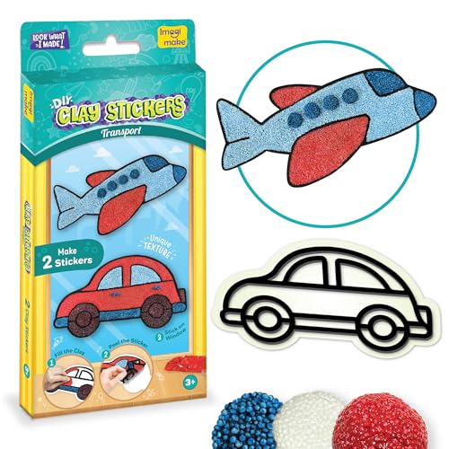 Image of Imagimake DIY Clay Stickers Transport | Create 2 Unique DIY Stickers Using Air Dry Clay | No Mess, Travel-Friendly | Birthday And Return Gifts For Kids Ages 3,4,5,6,Multicolor