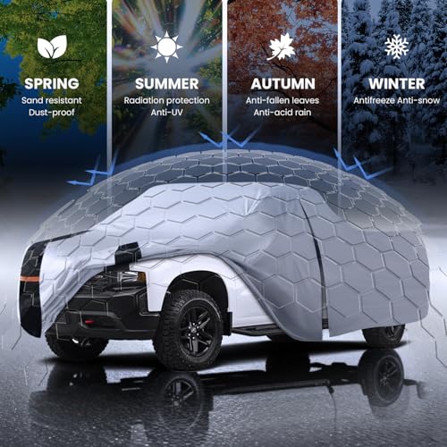 Image of Multi-Layer Chevy Silverado 1500 Truck Cover, Custom fit Silverado 1500 1998-2026 Crew Cab SB(5.7'-5.8')Car Cover Waterproof All Weather, Full Exterior Cover Rain Wind and UV Protect With Door Zipper
