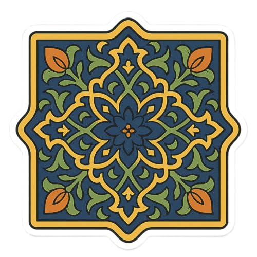 Intricate Arabesque Tile Pattern Traditional Islamic Art Sticker (3.25" x 3.25")
