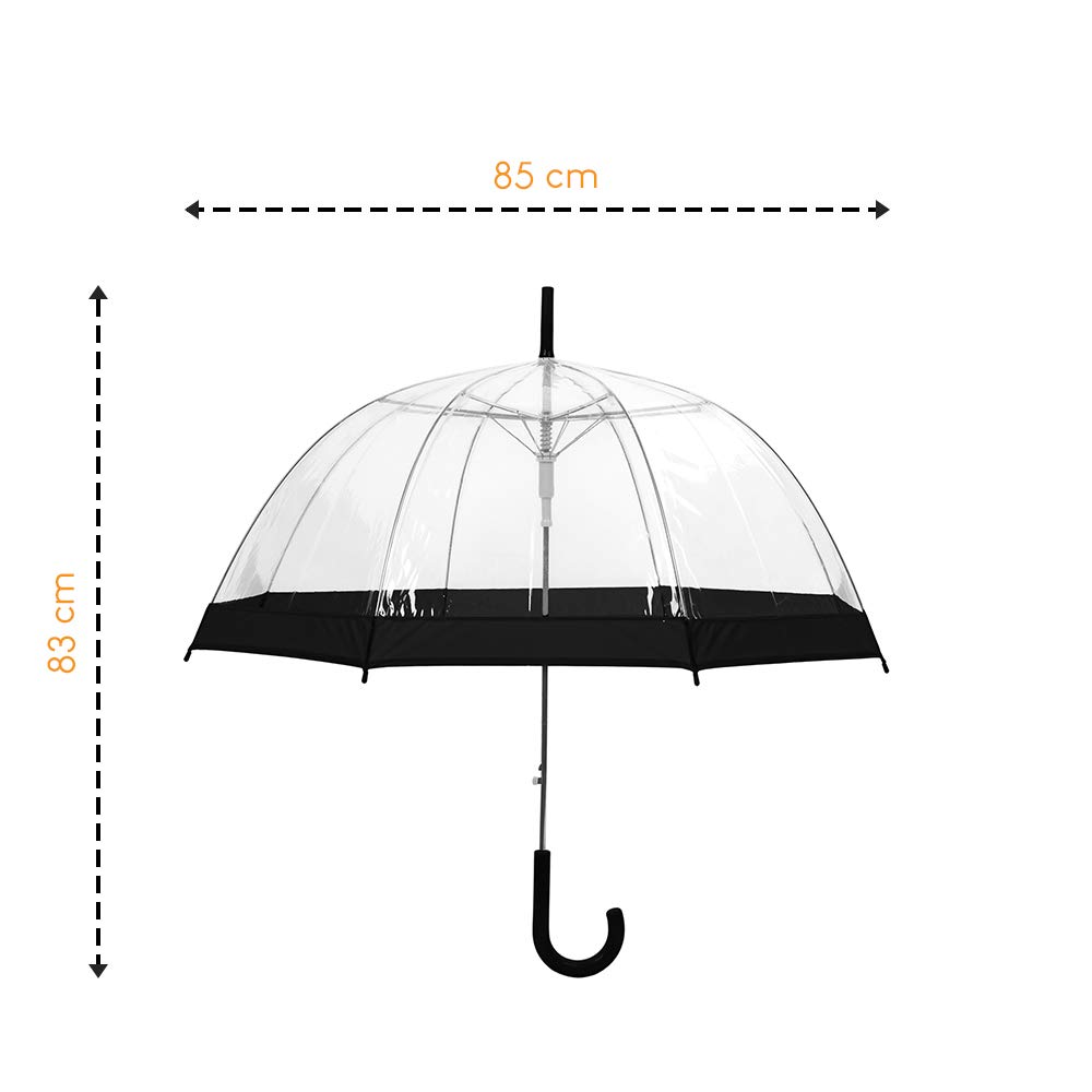 Smati Parapluie cloche transparent automatique - Bordure noire Paraguas clásico 90 centimeters Negro (Noir)