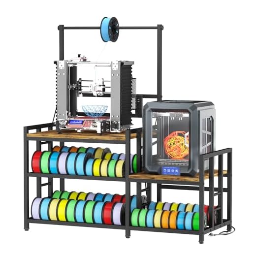 ⚡ MILEFA 3D Printer Table with Filament Storage 3D Printer Stand with Power Outlet,Heavy Duty 3D Printer Desk for ABS, PLA, TPU Filament Spools, Home Offices and Studios Retro Brown