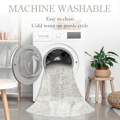 Tapete Redondo Medallion Gris 4 pies Lavable Antideslizante miniatura 6