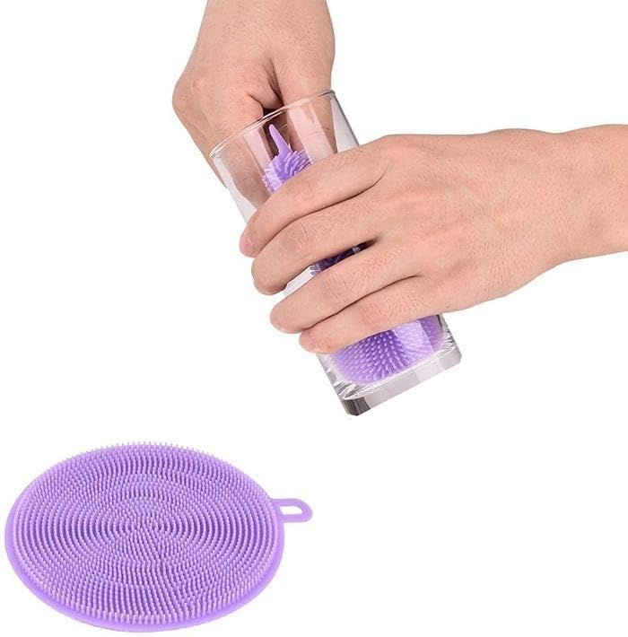 Apritec Silicone Dish Scrubber Sponge Mildew Free, Non Stick, Heat Resistant Kitchen Cleaning Supplies Sponges Multicolor 2