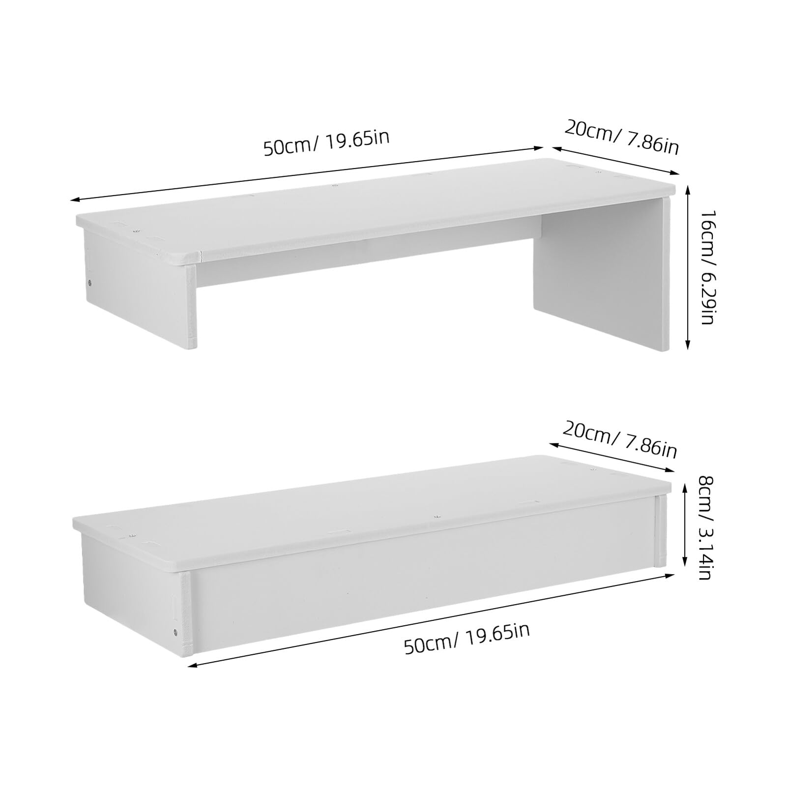 NUOBESTY Rialzo per Monitor Rustico Bianco a 2 Livelli in Legno Plastico | Ripiano Doppio, Superficie Rifinita, Uso su Scrivania Ufficio e Postazioni Gaming