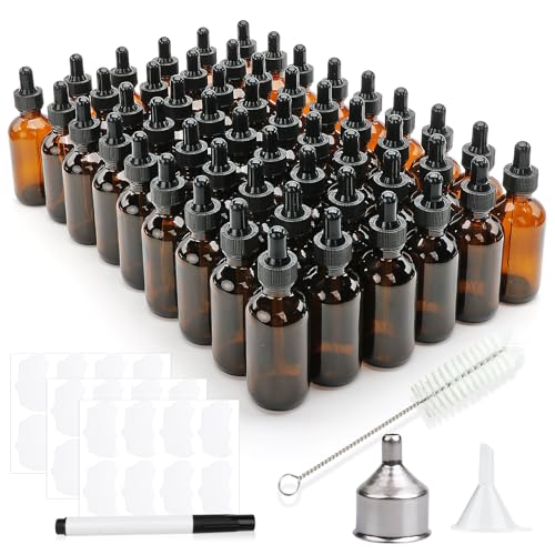 Maredash 54Pack 2 oz Dropper Bottles Tincture Bottles with Dropper Eye Dropper 60ml Glass Dropper Bottle Refillable Cosmetic Containers