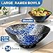 8-Inch Ceramic Ramen Bowl Set of 2 (9 Piece) - Porcelain Japanese Salad Noodles Cereal Fruit Pasta Soup Large Bowls with Recipes Chopsticks Forks Spoons for Men Women Gift Microwave & Dishwasher Safe