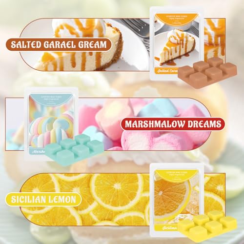 SCENTORINI Wax Melts, Fall Scented Wax Melts, 6 Pack, Cinnamon Roll, Salted Caramel Cream, Marshmallow Dreams, Sicilian Lemon, Golden Apple, Vanilla Cake - Image 4