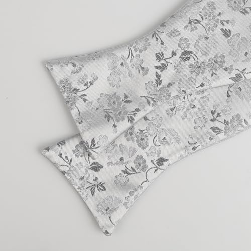 Image of Alizeal Mens 2pcs Floral Bow Tie Set | Self-tied Elegant Pocket Square Set for Wedding