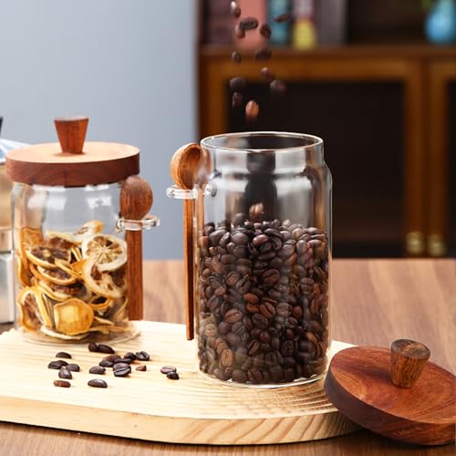 MLKLDOU Glass Food Storage Jars，Sugar Jar with Lid and Spoon Set of 2,Airtight Storage Container Canister for Coffee,Bean,Sugar,Spice,Cookie,Cereal,Tea,Salt Glass Jars (800ml) by MLKLDOU - Image 4