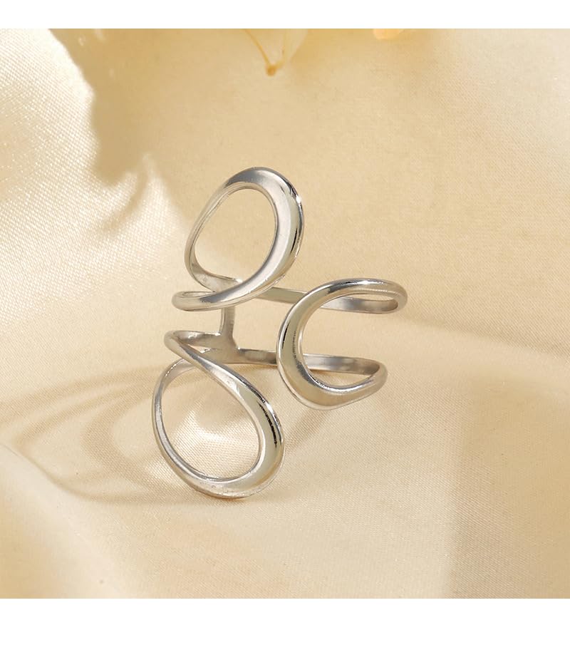 CSIYANJRY99 Gold Rings for Women Non Tarnish Adjustable Thumb Ring for Women Finger Ring Chunky Gold Silver Rings Anillos Para Mujer Stainless Steel New Year Anniversary Birthday Jewelry4