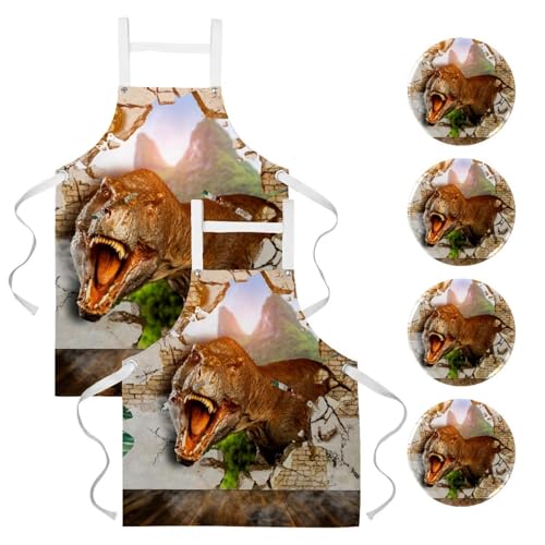 Tablier de cuisine et serveuse multicolore lot de 2 pour restaurant bistrot bar et travail