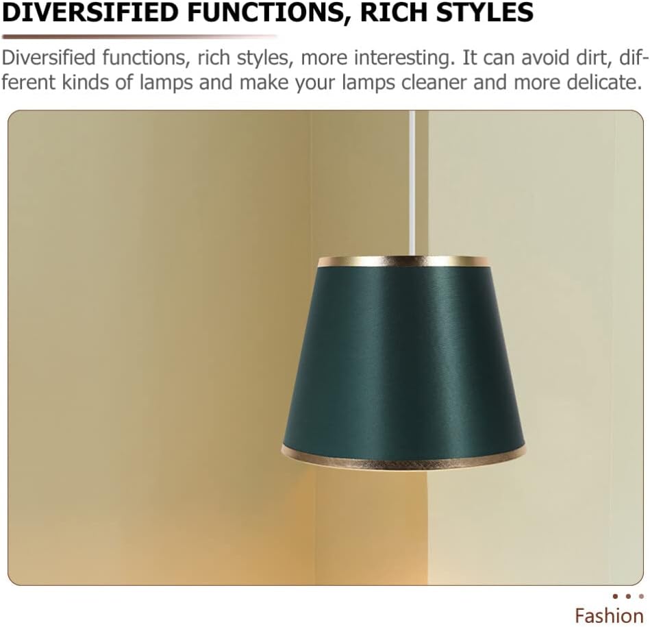 FRCOLOR Cloth Lampshade Drum Chandelier Fabric Lampshade E27 Socket Desk Lamp Shade Replacement Light Shade Desk Lamp Cover for Hanging Table Lamp Floor Light Dark Green