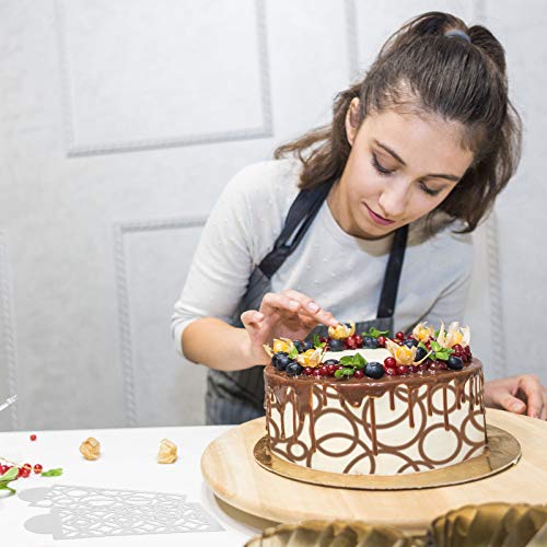 image for Outus 16 Pieces Cake Decorating Stencils Templates Floral Wedding Cake