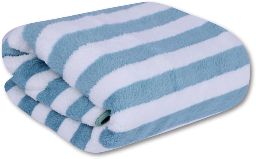 Fezora® Microfiber Bath Towels Strip | (70x140) Extra Soft Plush & Quick Dry High Absorbency Large Size Towels for Bathing (Pista & White)