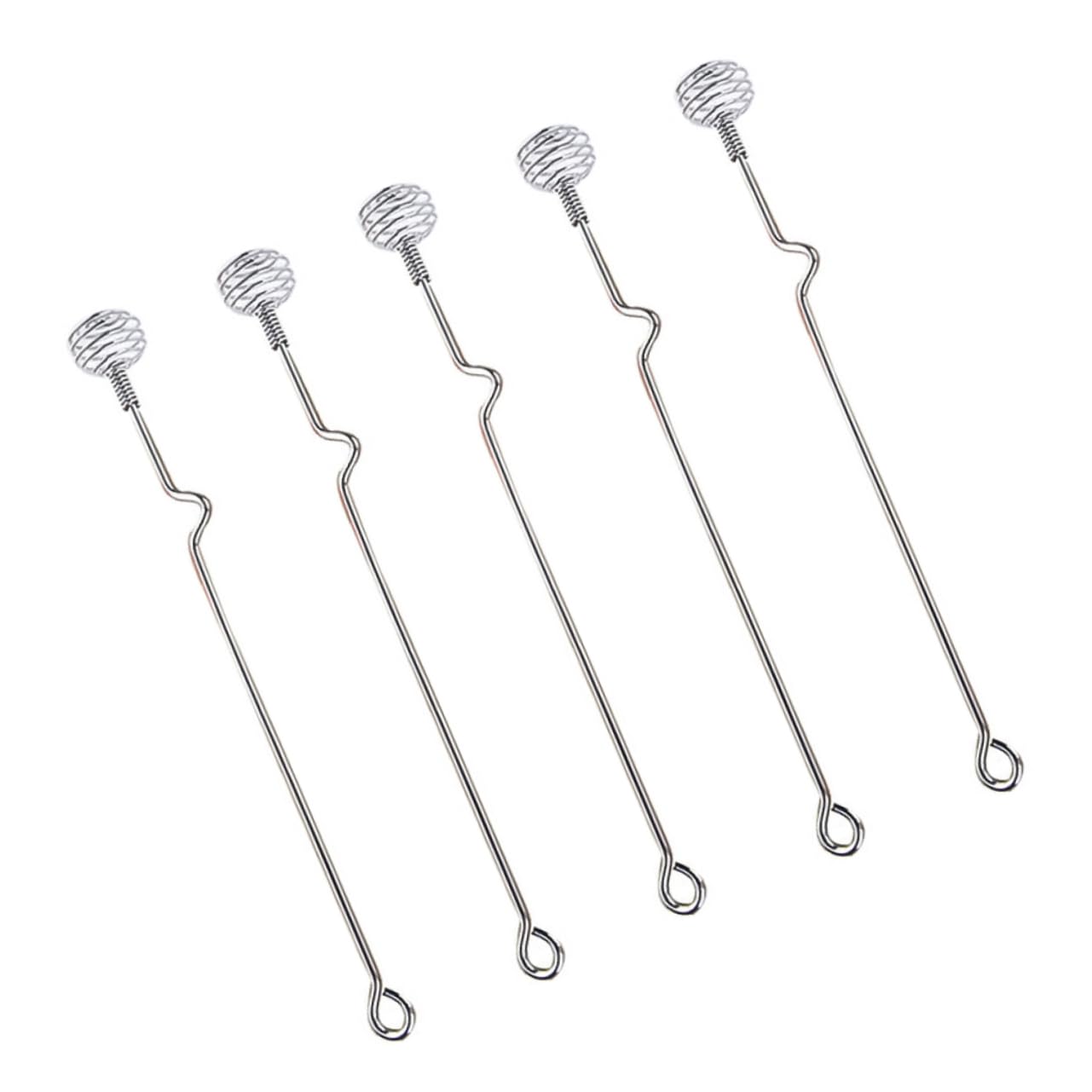 Happyyami 5pcs Stainless Steel Honey Dipper and Syrup Stirrer Kitchen Tools for Easy Extraction and Mixing of Honey Syrup and Other Viscous Substances Silver