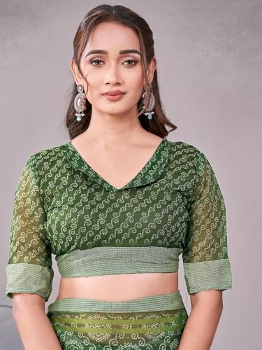 Image of Satrani Women's Chanderi Printed & Embroidery Saree with Unstitched Blouse Piece