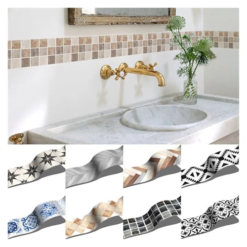 Pegatinas De Borde Autoadhesivas 1 pieza de pegatinas de pared impermeables, despegables, arte mural, protector contra salpicaduras, cocina, oficina, rodapié decorativo(BS074)