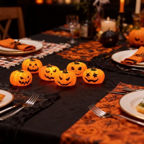 Image of Wondise 6Pack Halloween Pumpkin Tea Lights with Remote and Timer