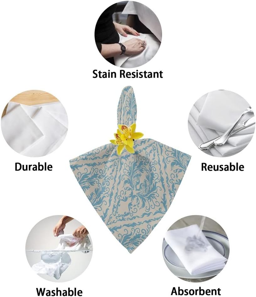 Retro Table Napkin Cloth Set Wedding Party Handkerchief Restaurant Supplies Christmas Napkins(4pcs)
