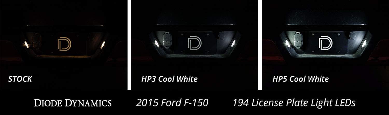 Diode Dynamics License Plate LEDs compatible with Ford F-150 2018-2024 (pair), 194 HP5 Pure White (5000K)