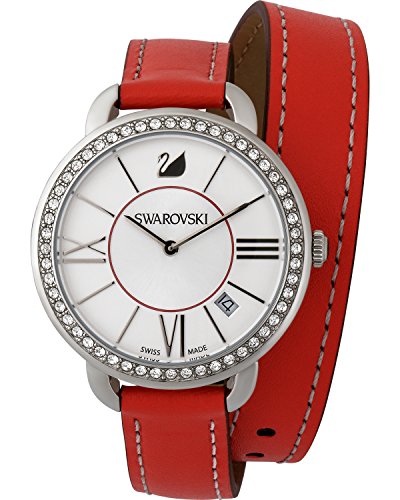 Swarovski Alia Day Stainless Steel 5095942 Berry Double Leather Strap