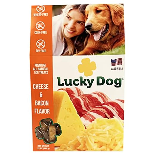 Lucky Pet Brands Lucky Dog Cheese and Bacon Dog Treats | High Protein Natural Dog Treats | Made with Real Bacon and Cheese | Free of Wheat, Corn, and Soy
