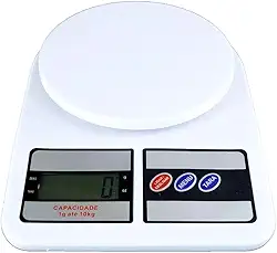 Balança De Cozinha Digital Com Precisão De Escala 1g - Medição De 0 A 10kg Capacidade máxima 10 kg - Cor Branco.