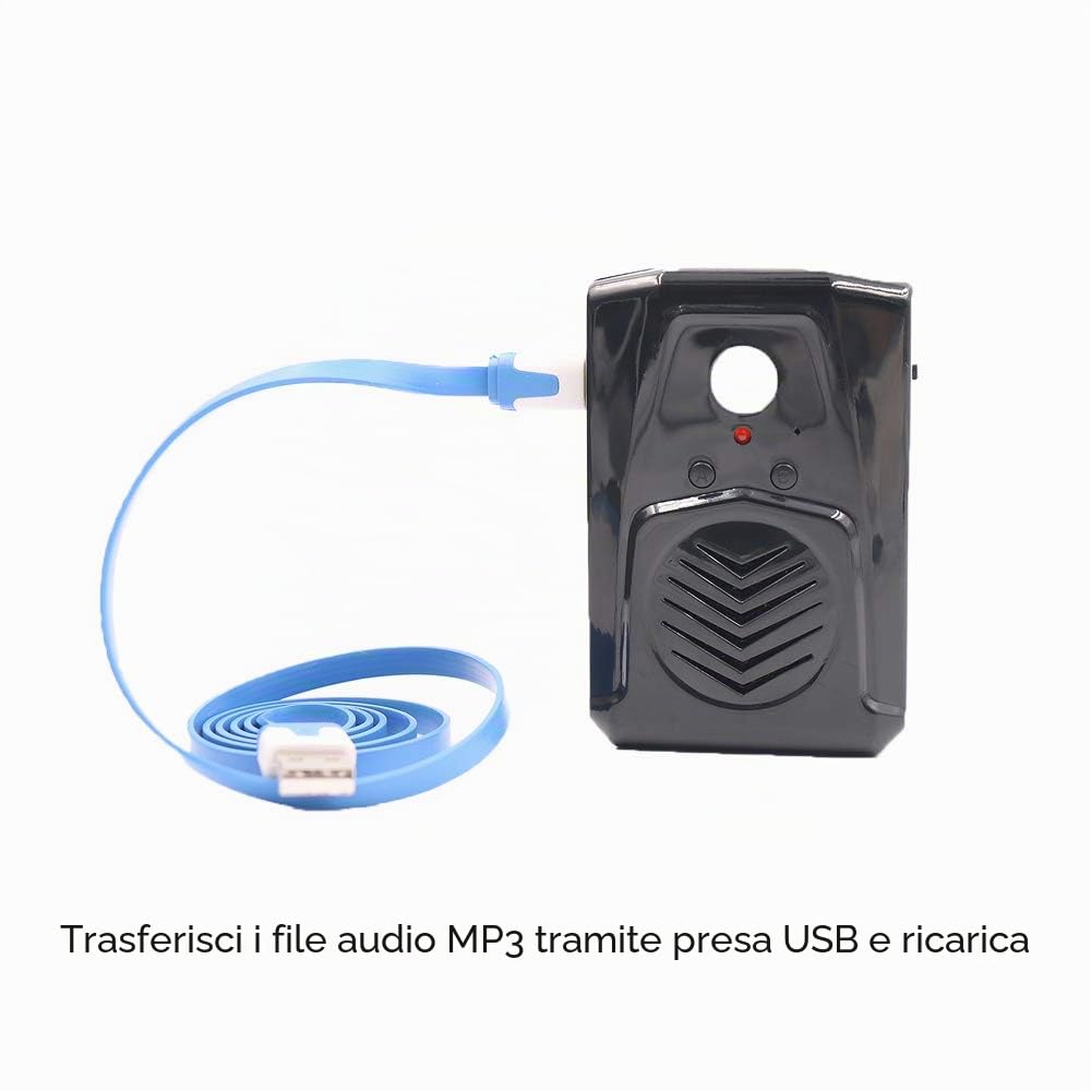 Waytronic Altoparlante audio con sensore di movimento a infrarossi PIR, piccolo, nero, MP3, musica di Halloween, con funzione di download USB (nero)