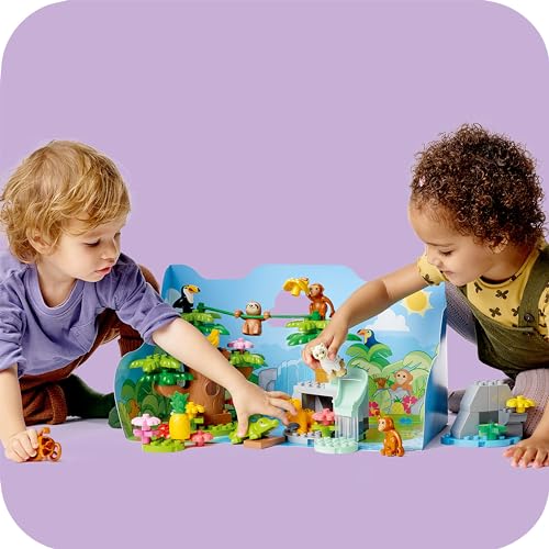 DUPLO Animali del Sud America, Giochi Educativi per l'Apprendimento con 7 Figure di Animali Giocattolo, Tappetino da Gioco della Giungla per Bambini e Bambine dai 2 Anni in su 10973 - Lego - Immagine 1