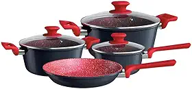 Euro Home - Conjunto de Panelas 4 peças de Alumínio com Antiaderente ColorStone Titânio - ALU8709-TI