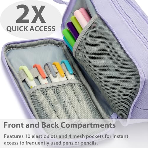 Image of SPACEMATE Pencil Case Pouch Box Bag School Supplies Girls Boys Kids, Cute Preppy Stuff Big Capacity Aesthetic Pen Organizer, Back to College Stationary, Purple, Extra Large Style, 2300ml