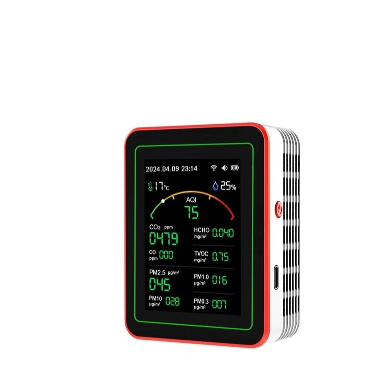 Rilevatore di gas, Monitor A Qualità 'aria Rilevatore Digitale Domestico Ricaricabile WIFI 15 In 1 CO2/TVOC/HCHO/PM2.5/PM1.0 per la casa(MT29-W-J)