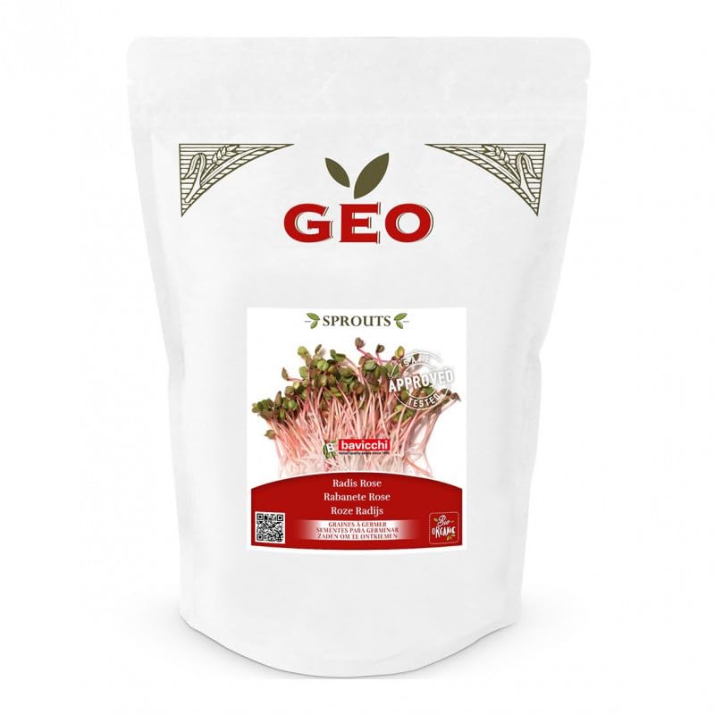 Kit Essentiel GEO – 6 Graines à Germer 100% Bio (2,55 kg) | Luzerne, Radis Rose, Fenugrec, Pois Verts, Moutarde & Ciboulette-Ail | Haute germination ≥ 95% | Longue conservation | Vegan & Sans OGM