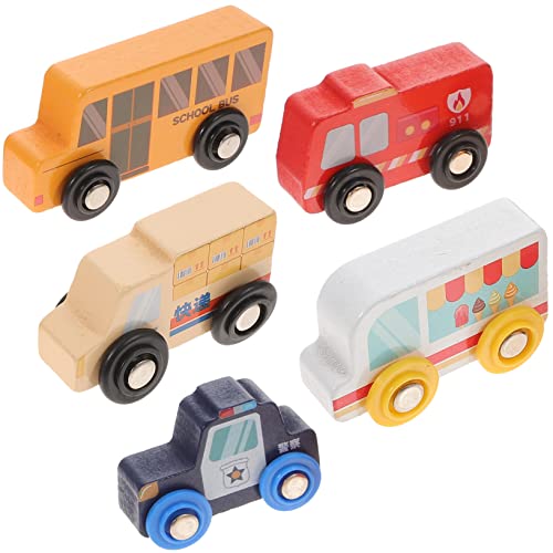 WESIEVYA 5個木製車のおもちゃ 子供用乗り物の模型 知育玩具 ポータブル 車 木製ミニカー 幼児用おもちゃ 誕生日プレゼント クリスマス