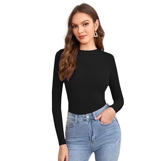 Dream Beauty Fashion Women's Full Sleeve Top Round Neck Casual Tshirt 23 Inches (BZF-Empire Top 4-P)