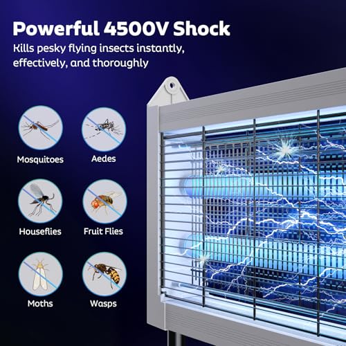 Image of OnBeam Solar Bug Zapper Outdoor, 4500V Mosquito Zapper Fly Trap for Patio | 10W Solar Panel, IPX5 Waterproof, Auto Mode, Solar Powered, USB C Charging, Electric Rechargeable Mosquito Killer for Garden