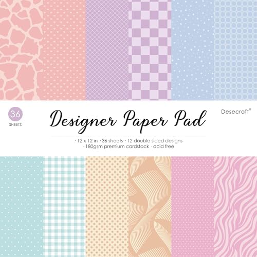 Desecraft 36 Sheets 12x12 Paper Pad Pack Scrapbook Cardstock Decorative Paper - Shimmer Watercolor- For Card Making Journaling Planner Origami Scrapbook Paper Scrapbooking Supplies - View #7