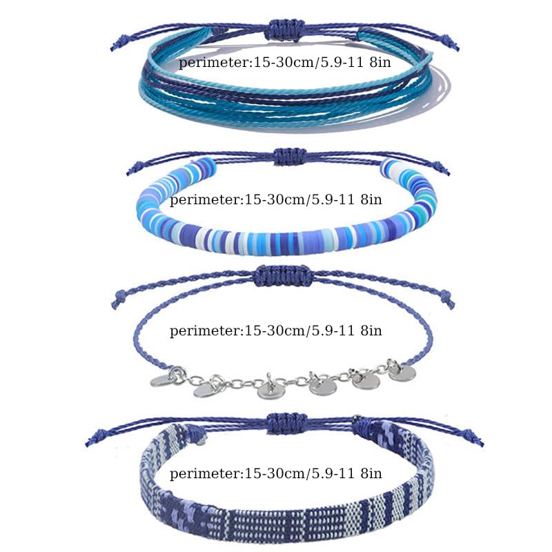 Image of Beach Summer Ankle Bracelet for Women Handmade Braided Adjustable String Anklets Waterproof Surfer Bracelet