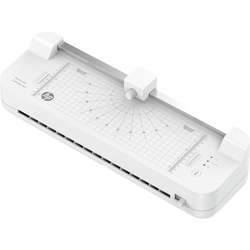 HP OneLam Combo A3 Laminator 75/80-125 Micron Includes Integrated Cutting Device, Corner Rounder and Laminating Pouches, 3162
