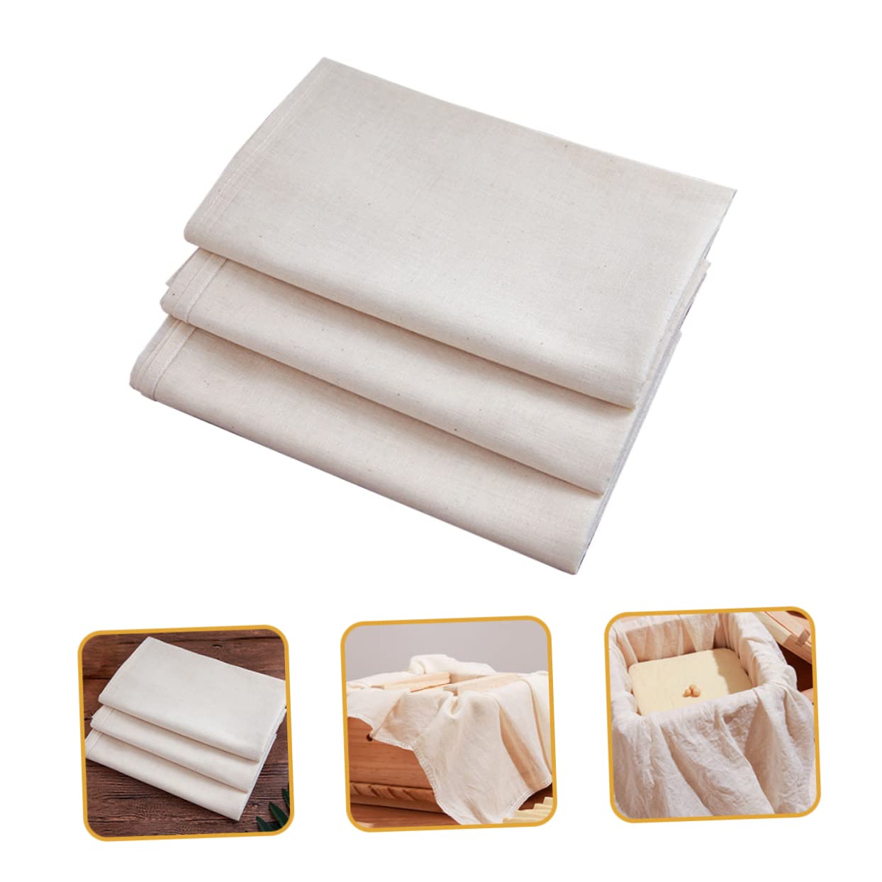 KOMBIUDA 3pcs Unbleached Cheesecloth for Straining Multi-function Kitchen Filter Cloths Reusable Yogurt and Cheese Cloths for Cooking and Food Preparation