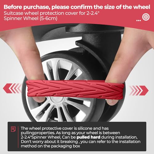 Image of 8Pcs Upgrade Luggage Wheel Covers,Essential Travel Accessories, Red, Soft, Silent. Protect Luggage Wheels
