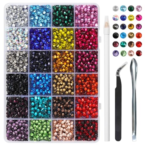 Image of Hotfix Rhinestones Mixed 24 Colors,SS20 /3456pcs | Mat: glass,5mm,DIY,for crafts clothes,with tweezers,wax pencil and spoon