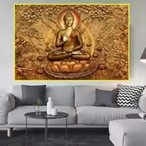 Statue de Bouddha poster sur toile 80x120cm encadré pour salon