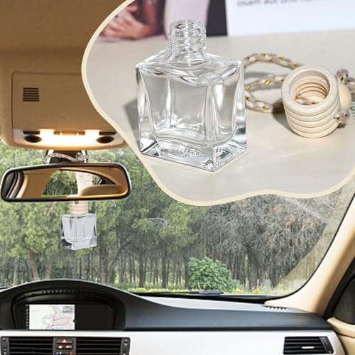 Image of 10PCS Flat Square Car 10ML Perfume Empty Bottles with Gold Wire Rope Flat Square Empty Bottles-Car Diffusers for Essential Oils-Essential Oil Car Freshener-Hanging Car Air Freshener