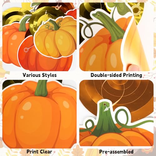 Image of 40Pcs Fall Pumpkin Hanging Swirl Decorations, Autumn Thanksgiving Pumpkin Ceiling Hanging Swirls Streamers Fall Hanging Decorations for Autumn Thanksgiving Harvest Party Decor